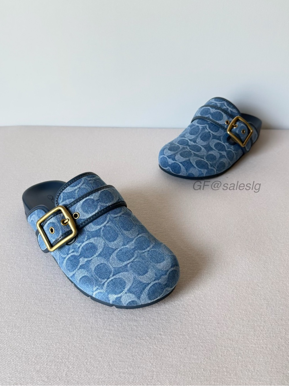 NWT Coach Archival Buckle Clog Cotton in Signature Denim Blue Size 7 CDF42